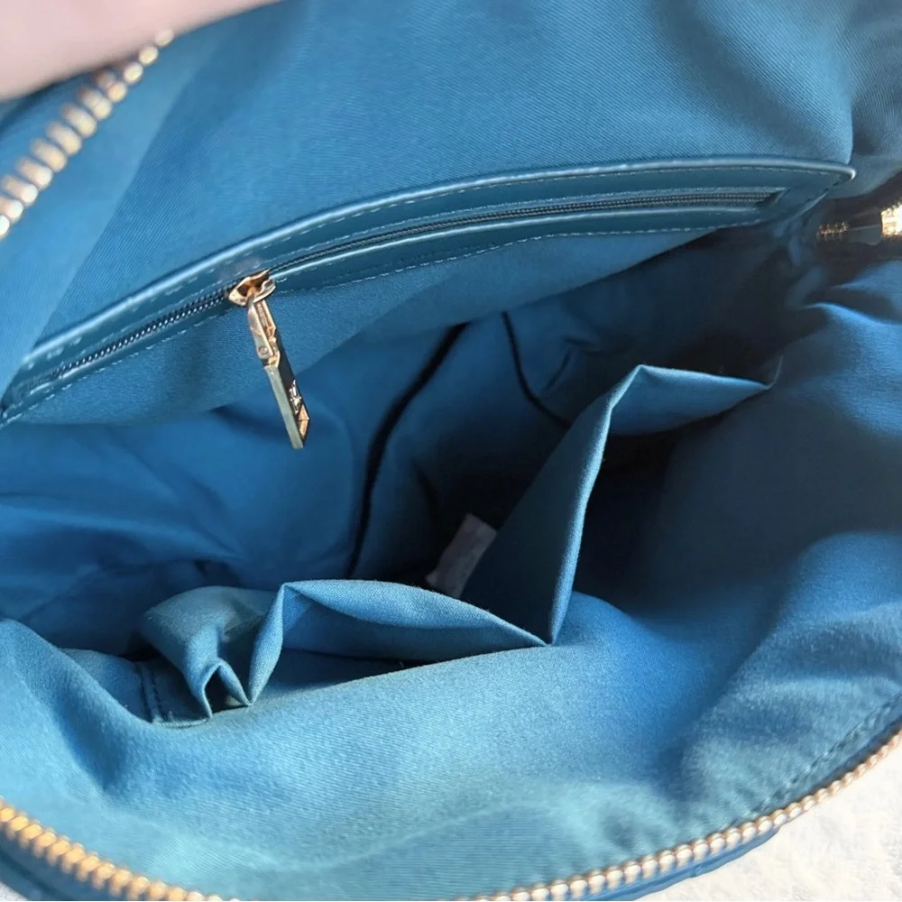 NWT Badgley Mischka Diamond Quilted Dome Satchel – Dark Green Teal Studded - Picture 6 of 14